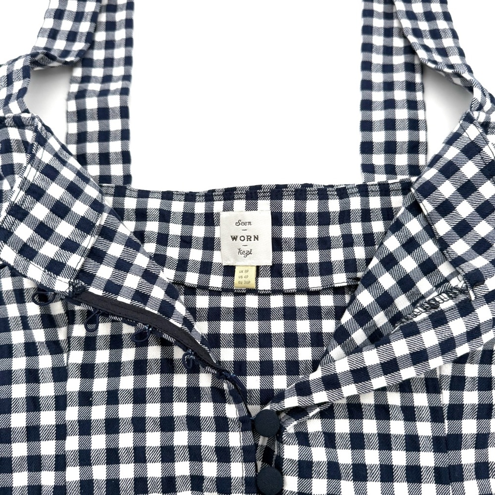 NWOT New Anthropologie Women's Gingham Midi Dress 4 Petite Seen Worn Kept Straps - Picture 4 of 8
